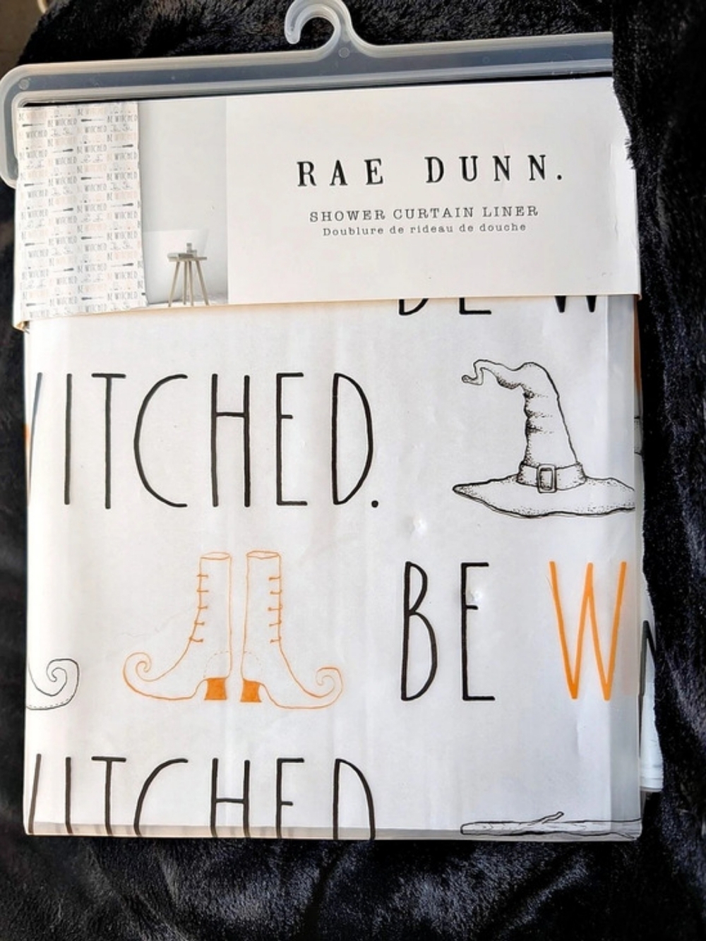 Rae Dunn Be Witched Shower Curtain Liner White & Black
